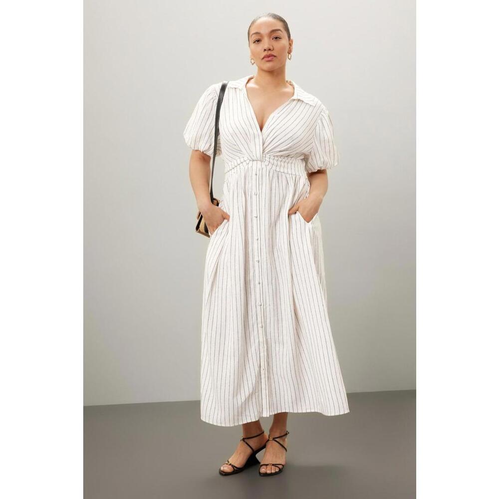 Derek Lam 10 Crosby x RTR Knot Waist Shirt Dress Size 52 with Discoloration